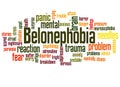 Belonephobia fear of pins and needles word cloud concept 2 Royalty Free Stock Photo