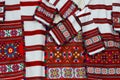 Belorussian woven towels with bright geometric ornaments