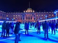 Somerset House spectacular courtyard is transformed into a skating rink with a uniquely Swiss winter vibe Royalty Free Stock Photo