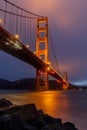 Golden Gate Bridge Glows and Reflects via Fort Point Royalty Free Stock Photo