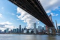 Below the Queensboro Bridge along the East River with the Midtown Manhattan Skyline in New York City Royalty Free Stock Photo