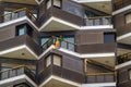 LGBT flag on balcony of apartment building