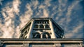 Below view perspective of Santo Domingo bell tower church, La Serena, Chile. Royalty Free Stock Photo