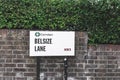 Belsize Lane name sign, London