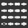 Belt buckles icons set grey