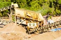 Belt conveyors at the limestone quarry. Mining industry Royalty Free Stock Photo