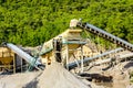 Belt conveyors at the limestone quarry. Mining industry Royalty Free Stock Photo