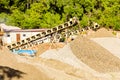 Belt conveyors at the limestone quarry. Mining industry Royalty Free Stock Photo