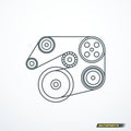 Auxiliary belt and pulleys icon. Vector illustration Royalty Free Stock Photo