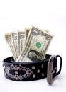 Belt with Money Royalty Free Stock Photo
