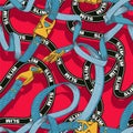 Belt seamless pattern with plastic clasp. Trendy sport textile design.