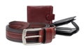 Belt, wallet, leather, isolated on white background Royalty Free Stock Photo
