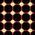 Seamless pattern with belts, golden baroque, square repeats.