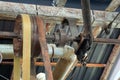 Belts and pulleys in an old cotton processing factory