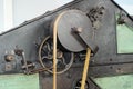 Belts and pulleys in an old cotton processing factory