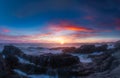 Beluga Rock sunset in super wide angle view