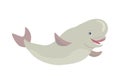 Beluga Whale Cartoon Flat Vector Illustration