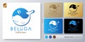 Beluga whale vector illustration Logo design. Blank name for insert your Branding. Designed with examples for all kinds of Royalty Free Stock Photo