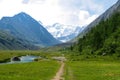 Belukha Mountain view from the Akkem lake. Mountain valley. Altai Mountains Royalty Free Stock Photo