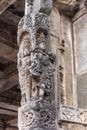 Pillar with Shilabalika statues at Chennakeshava Temple in Belur, India