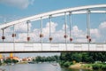 Belvarosi Hid bridge and Tisza River in Szeged, Hungary Royalty Free Stock Photo