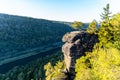 Belveder lookout point above Labe River valley near Decin. Elbe Sandstone Mountains, Czech Republic