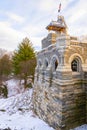 Belvedere Castle tower in New York Central park in winter Royalty Free Stock Photo