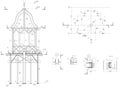 Belvedere, drawing columns, arbours plan Royalty Free Stock Photo