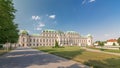 Belvedere palace with beautiful floral garden timelapse hyperlapse, Vienna Austria Royalty Free Stock Photo