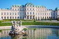 Belvedere Palace with Fountain Statue, Vienna