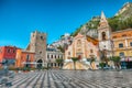 Belvedere of Taormina and San Giuseppe church on the square Piazza IX Aprile in Taormina