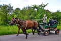 Hasids pilgrims during a horse walk by the historical places of their ancestors