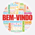 Bem-Vindo (Welcome in Portuguese) word cloud in different languages