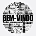 Bem-Vindo (Welcome in Portuguese) word cloud in different languages