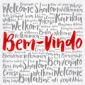 Bem-Vindo (Welcome in Portuguese) word cloud in different languages