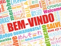 Bem-Vindo (Welcome in Portuguese) word cloud in different languages, conceptual background