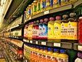 BEMIDJI, MN - 8 FEB 2019: Rows of bottled beverages stacked on shelves