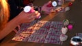 BEMIDJI, MN - 5 JUL 2019: Playing bingo with several cards at the same time.