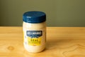 BEMIDJI, MN - 20 MAY 2020: Hellmanns mayonnaise unopened jar on counter