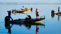 Bemidji, MN USA - August 12, 2017: College bass fishing championship winners Royalty Free Stock Photo