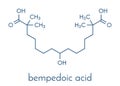 Bempedoic acid hypercholesterolemia drug molecule ATP-citrate lyase inhibitor. Skeletal formula.