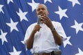 Ben Carson close up in front of a US flag stars, August 2015 Royalty Free Stock Photo