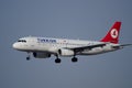 The Turkish Airlines Airbus A320-232 airplane arriving