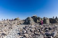 BEN NEVIS, SCOTLAND - SEPTEMBER 01 2021: Hikers on the summer of Ben Nevis on a hot, clear day. Ben Nevis is the tallest peak in Royalty Free Stock Photo