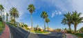 A roundabout street leading to the port in Benalmadena, a resort on the Costa del Sol near Malaga. Andalusia, Spain. Panorama