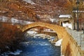 Benasque bridge over Esera river in Huesca Spain Royalty Free Stock Photo
