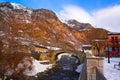 Benasque bridge over Esera river in Huesca Spain Royalty Free Stock Photo