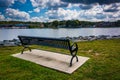 Bench along the shore of the North East River in North East, Mar