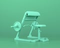 Bench Arm Curl Bodybuilding Equipment,  in monochrome blue color background,3d Rendering Royalty Free Stock Photo