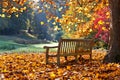 Bench in autumn park. Royalty Free Stock Photo